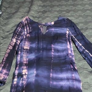 HOMEMADE Blue tie dye v-neck dress